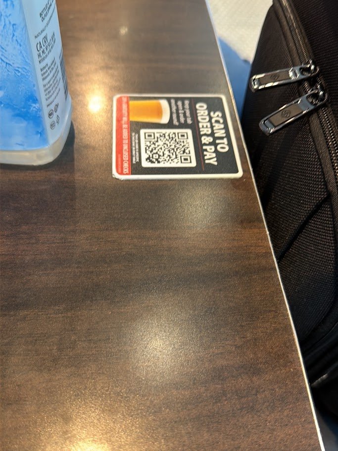 Counter service seating with a simple American diner look.